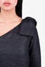 Saint Laurent Rive Gauche Black Silk/Wool Blend One Shoulder Bow Detail Dress Size 36