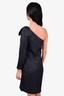 Saint Laurent Rive Gauche Black Silk/Wool Blend One Shoulder Bow Detail Dress Size 36