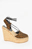 Saint Laurent Suede Cheetah Print Espadrille Wedge Heels Size 40