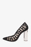 Salvatore Ferragamo Black Suede/Mesh Acrylic Heels Size 8