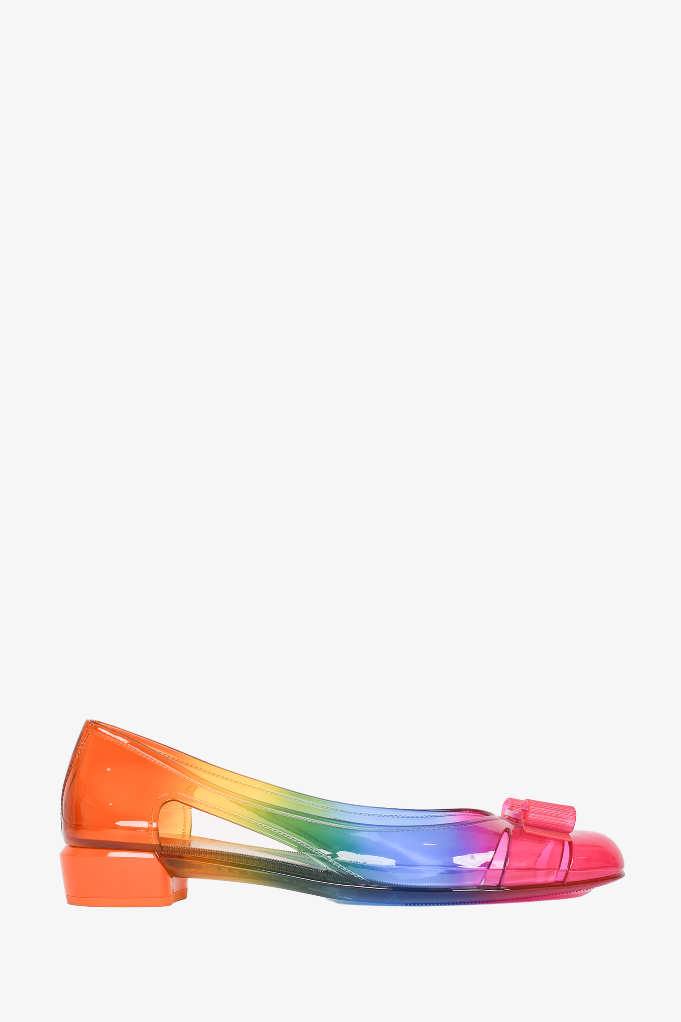 Salvatore Ferragamo Multicolour Cut Out Vara Bow Jelly Flats