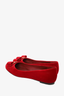 Salvatore Ferragamo Red Velvet Bow Flats Size 7