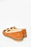 Salvatore Ferrgamo Camel Suede Shearling Lined Bow Flats Size 9.5