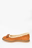 Salvatore Ferrgamo Camel Suede Shearling Lined Bow Flats Size 9.5
