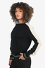 Sandro Black/Cream Wool Crewneck Sweater Size S