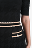 Sandro Black Knit Beige Trimmed Faux Pearl Pocket Mini Dress Size 34