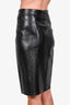 Sandro Black Lamb Leather Button Detail Slit Midi Skirt Size 2
