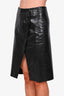 Sandro Black Lamb Leather Button Detail Slit Midi Skirt Size 2