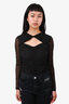 Sandro Black Mesh Ruched Embellished Top Size 1