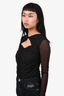 Sandro Black Mesh Ruched Embellished Top Size 1