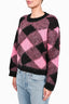 Sandro Black/Pink Plaid Mohair Blend Crewneck Sweater Size 1