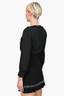 Sandro Black Ruffle Neck Pleated Embellished Dress Size 34