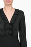 Sandro Black Ruffle Neck Pleated Embellished Dress Size 34