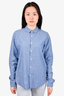 Sandro Blue/White Speckled Button Down Top Size L