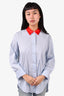 Sandro Blue and Red Pinstriped Button-Down Shirt Size 2