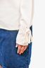 Sandro Cream Cashmere Crewneck Lace Detailed Sleeves Sweater sz 2
