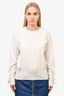 Sandro Cream Cashmere Crewneck Lace Detailed Sleeves Sweater Size 2