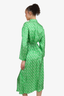 Sandro Green/White Silk Anchor Print Draped Midi Dress Size 38