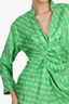 Sandro Green/White Silk Anchor Print Draped Midi Dress Size 38