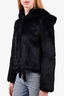Sandro Navy Blue Rabbit Fur Jacket Size 1