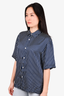 Sandro Navy Blue/White Striped Button-Up Top Size M