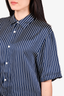 Sandro Navy Blue/White Striped Button-Up Top Size M