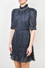 Sandro Navy Blue/White Polka Dot Crystal Embellished Mini Dress sz 42