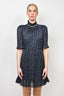 Sandro Navy Blue/White Polka Dot Crystal Embellished Mini Dress Size 42