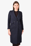 Sandro Navy Wool Double Breasted Coat Size 36