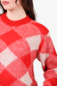 Sandro Red Check Mohair Blend Crewneck Sweater Size 1
