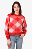 Sandro Red Check Mohair Blend Crewneck Sweater Size 1