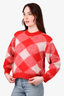 Sandro Red Check Mohair Blend Crewneck Sweater Size 1
