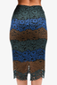 Sandro Teal/Blue/Brown Lace Midi Skirt Size 1