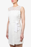 Sandro White Eyelet Detail Sleeveless Midi Dress with Side Tie Est. Size S