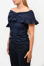 Sea New York Navy Blue Ruched Drawstring Top Size 4