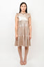 Sea New York Rose Gold Sequin Ruffle Sleeve Midi Dress Size 2