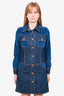 See by Chloe Blue Two-Toned Denim Midi Jacket sz 38