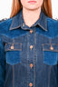 See by Chloe Blue Two-Toned Denim Midi Jacket sz 38