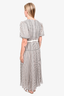 Self-Portrait Beige/Black Chequered Puff Sleeve Belted Gown Size 10