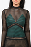 Self-Portrait Black/Green Eyelet Overlay Midi Dress Size 2
