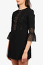 Self-Portrait Black Lace Bell Sleeve Mini Dress Size 8