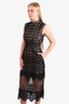 Self-Portrait Black Lace Overlay Midi Dress Size 4 US