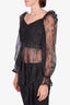 Self-Portrait Black Ruffled Lace Wrap Top Size 12
