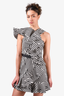 Self-Portrait Black/White Striped Abstract Ruffle Mini Dress Size 4