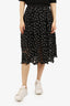 Self-Portrait Black/White 'Polka Daisy' Guipure Lace Midi Skirt Size 0