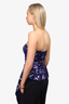 Self-Portrait Blue Botanical Asymmetric Bustier Top Size 2