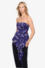 Self-Portrait Blue Botanical Asymmetric Bustier Top Size 2