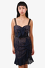 Self-Portrait Blue Perforated Knot Detail Dress Size 4 US