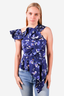 Self-Portrait Blue Printed Asymmetrical Top Size 4
