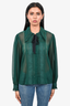 Self-Portrait Dark Green Chiffon Blouse Size 8 US